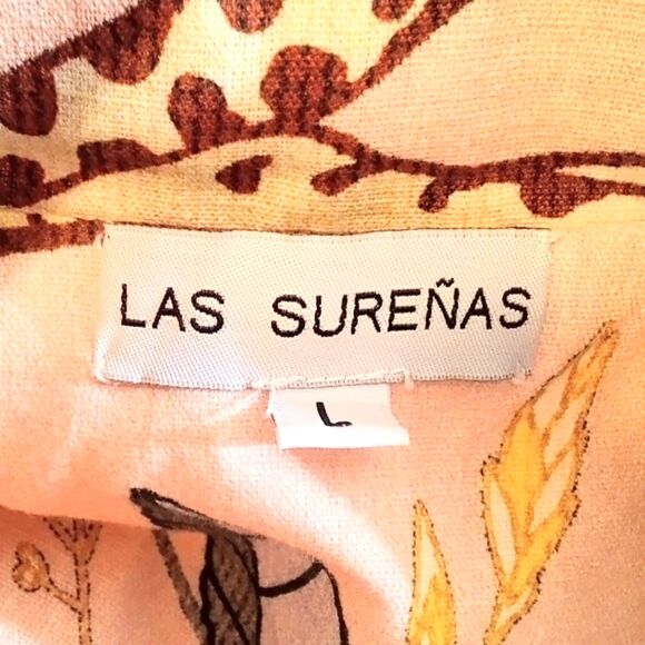 Las Surenas Women's Cheetah and Floral Print Linen Blend Blazer Size Large - Picture 6 of 6